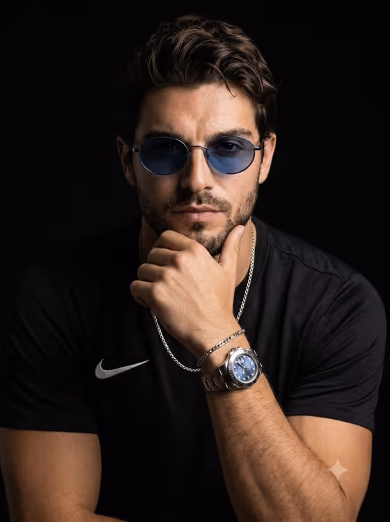 Moody Male Studio Portrait with Sunglasses template result