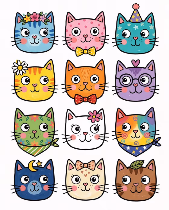 Whimsical Face Grid template result
