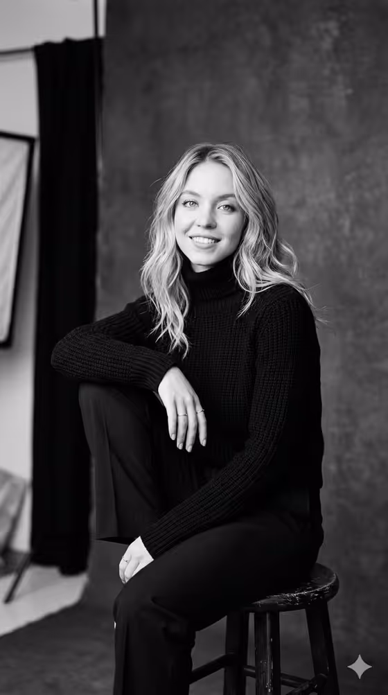 Sydney Sweeney B&W Studio Portrait template result