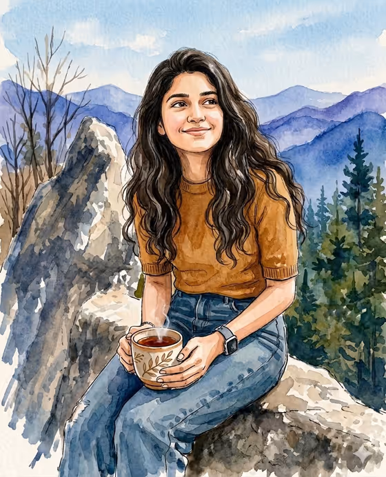 Mountain Overlook Watercolor Painting template result