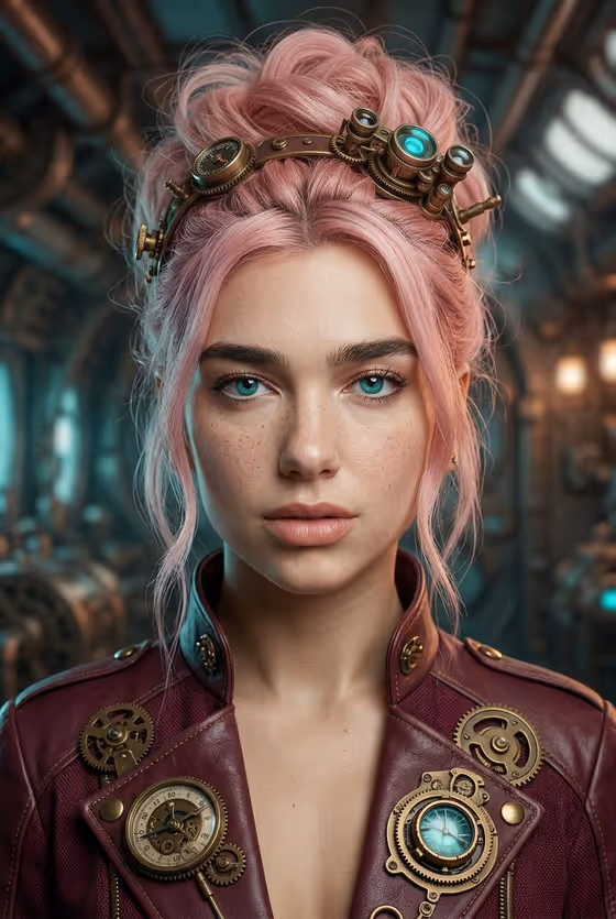 Steampunk Pastel Pink Portrait