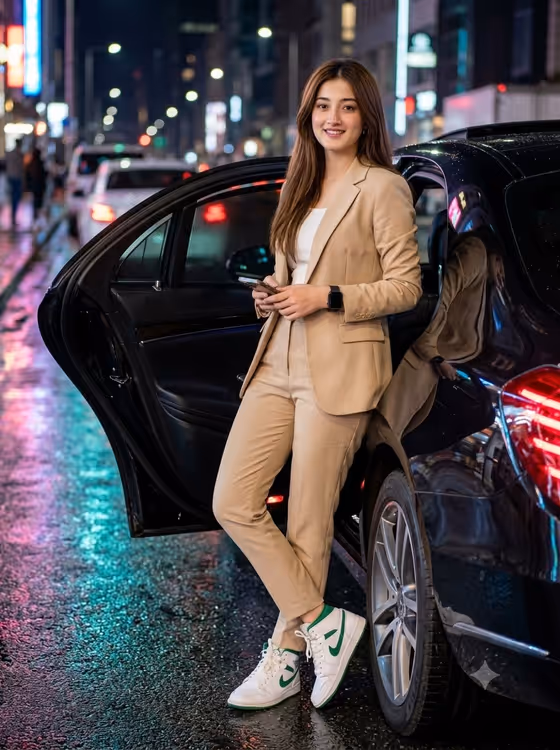 Luxury Sedan Night Portrait