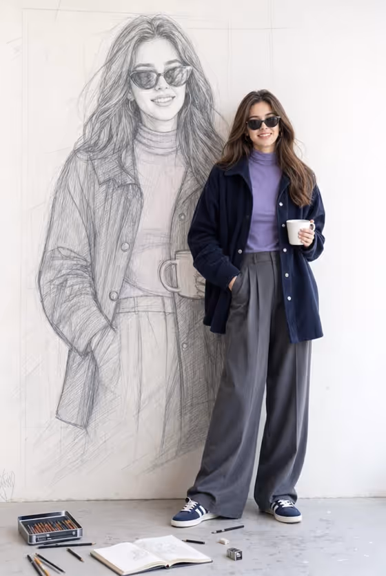 Woman Sketching in Art Studio template result