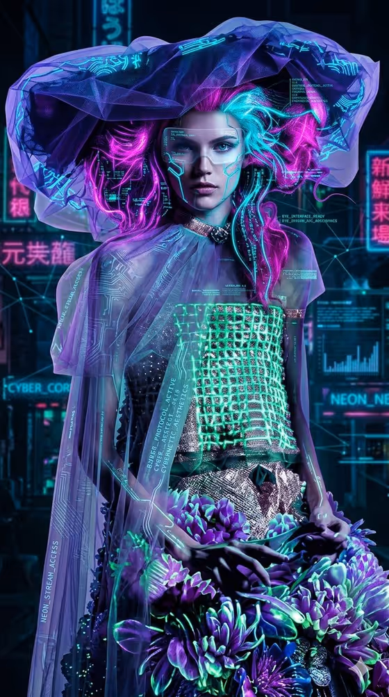 Neon Floral Portrait