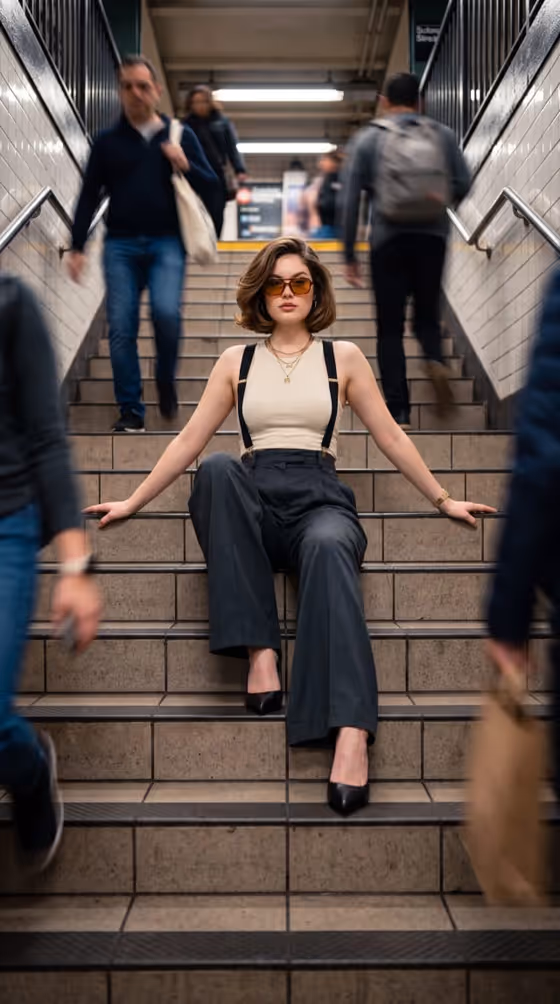 Subway Staircase Fashion Portrait