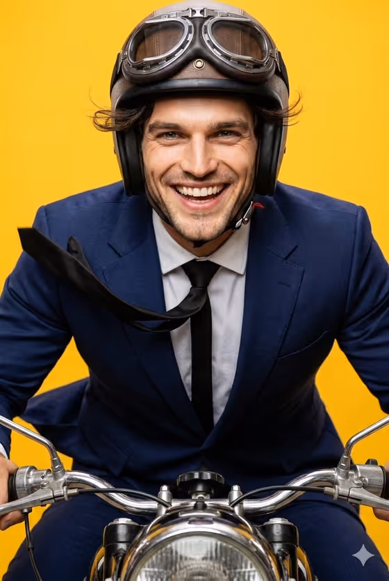 Windblown Rider Portrait