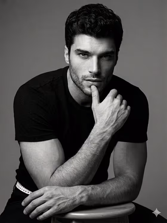 Black and White Male Studio Portrait template result