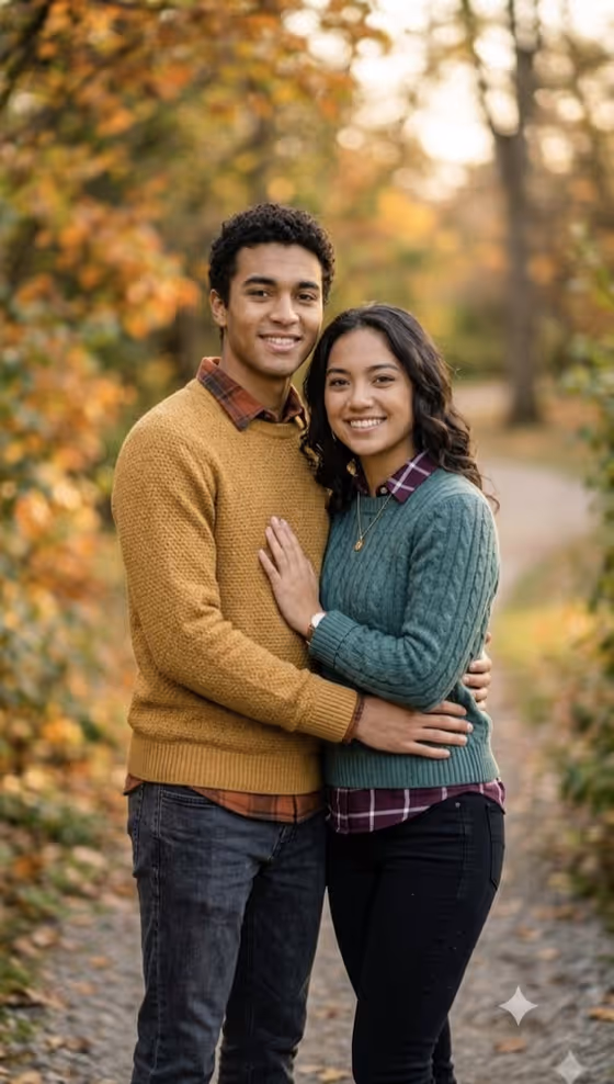 Autumn couple photoshoot in forest template result