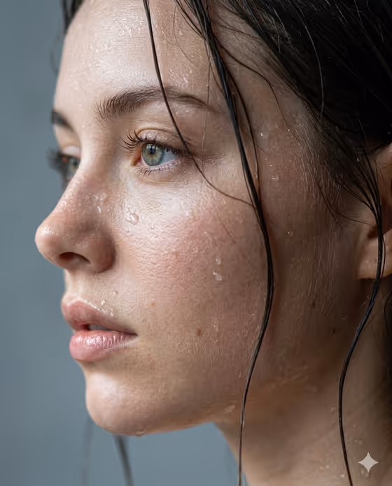 Cinematic Skincare Wet Portrait
