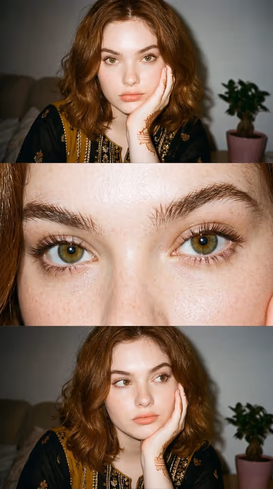35mm Film Aesthetic Triple-Panel Portrait template result