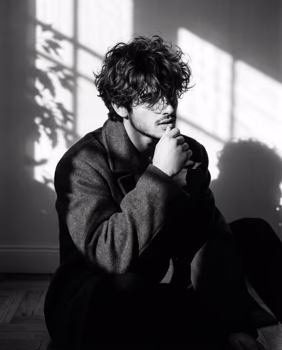 Monochrome Introspective Male Portrait template result