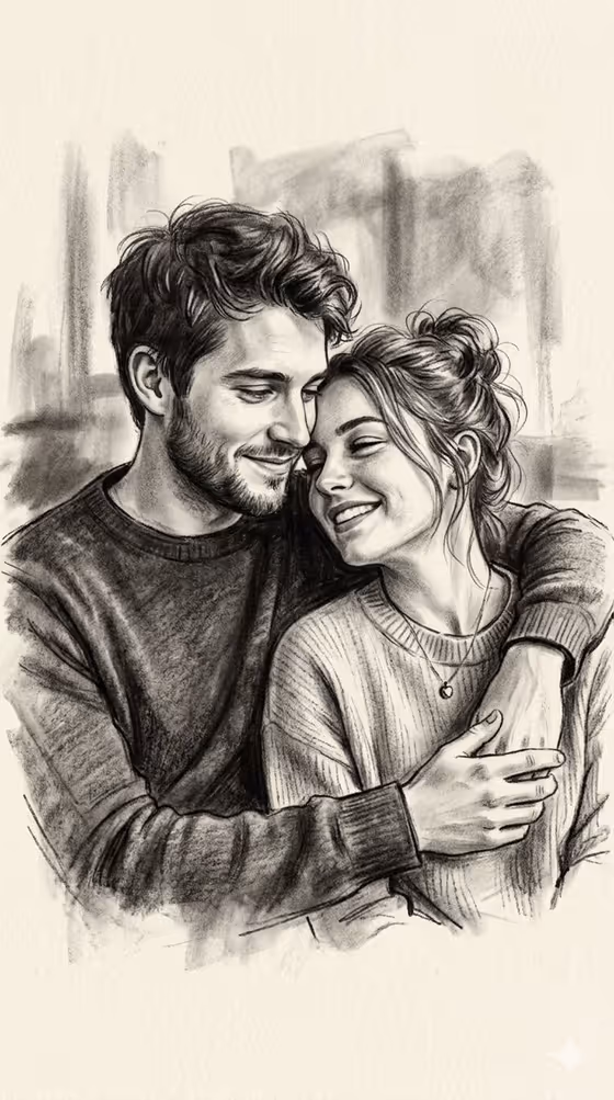 Charcoal and Pencil Couple Drawings template result