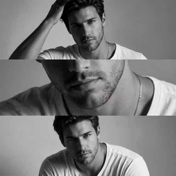 Monochrome Fashion Editorial Triptych