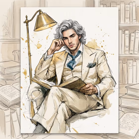 Watercolor Library Portrait