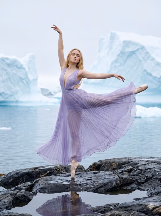 Ballerina on Arctic Icebergs