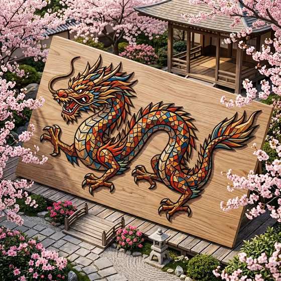 Wood Mosaic Guardian