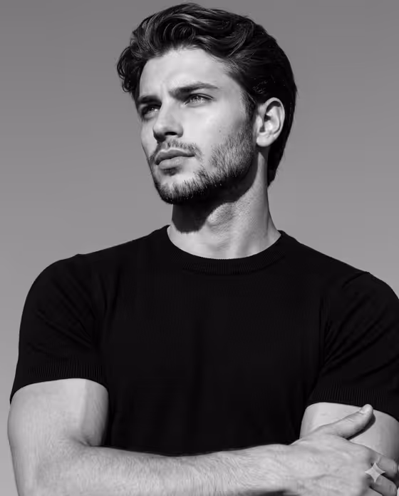 High-Contrast Monochrome Editorial Portrait template result