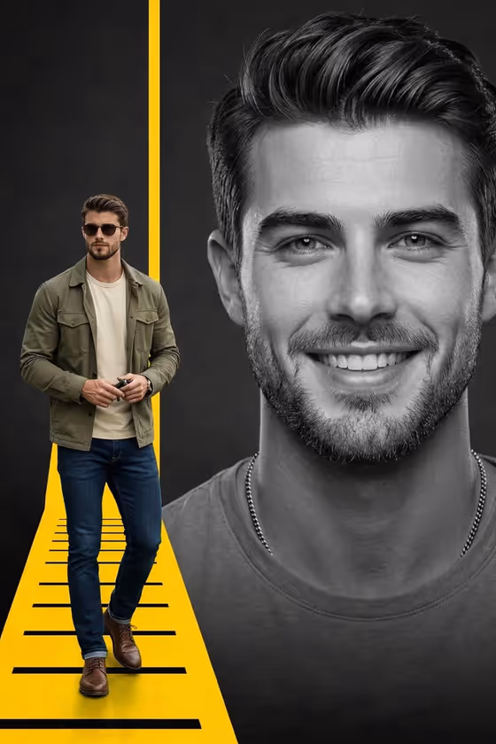 Split Editorial Portrait template result