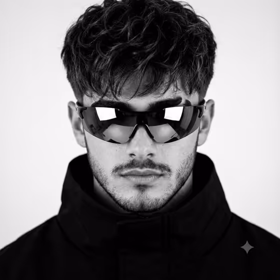 Monochrome Avant-Garde Fashion Portrait template result