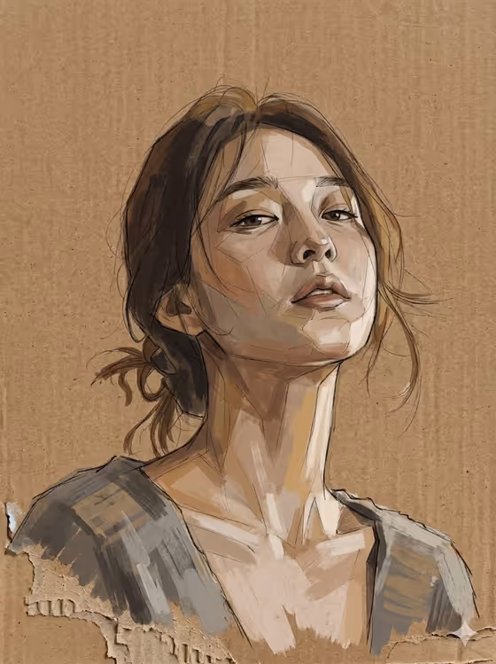 Cardboard Mixed Media Portrait template result