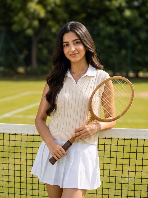 Old money tennis aesthetic portrait