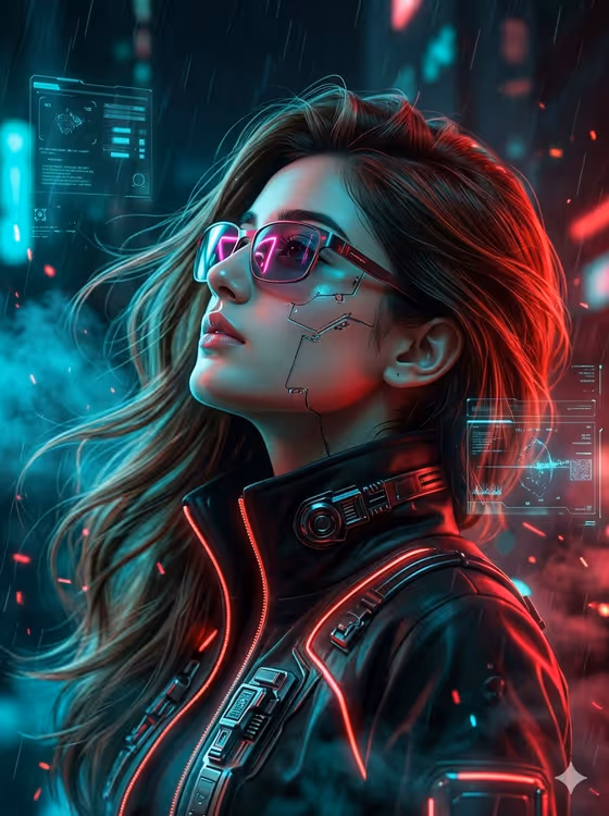 Cyberpunk Neon Fashion Portrait template result