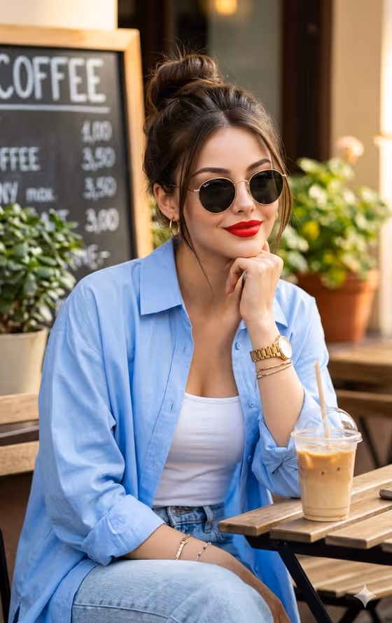 Asian Woman at Outdoor Cafe template result