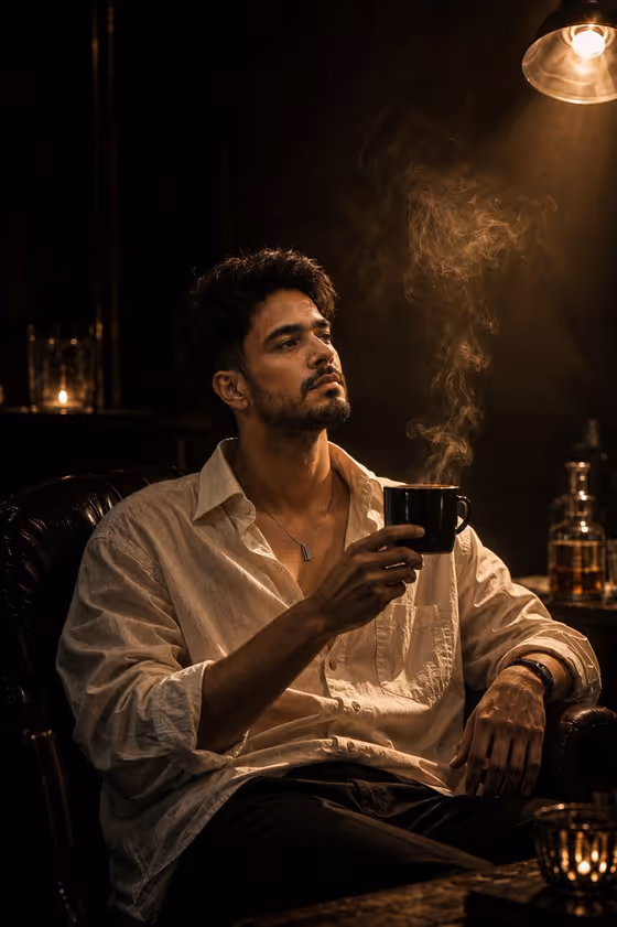 Luxury Whiskey Bar Introspective Portrait template result