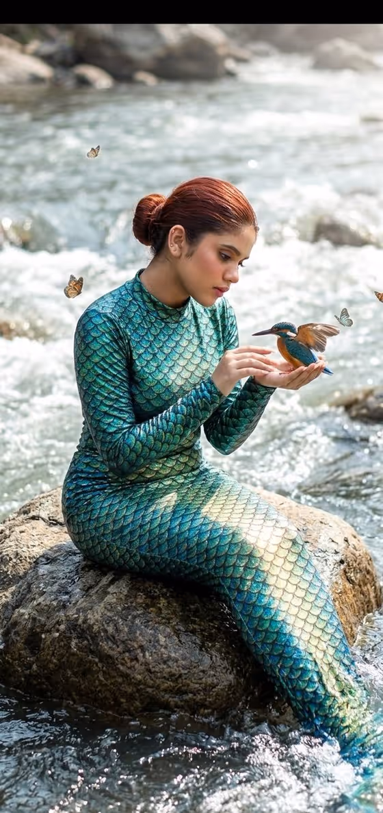 Mermaid Healing an Injured Bird