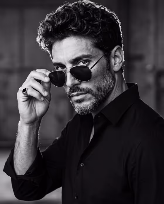 High Contrast Monochrome Male Portrait template result
