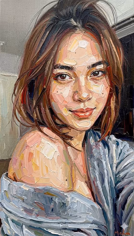 Impasto Oil Painting Portrait Style